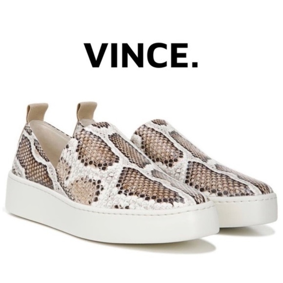 VINCE Saxon 2 Snake Embossed Platform Slip-On Sneakers - Picture 1 of 12